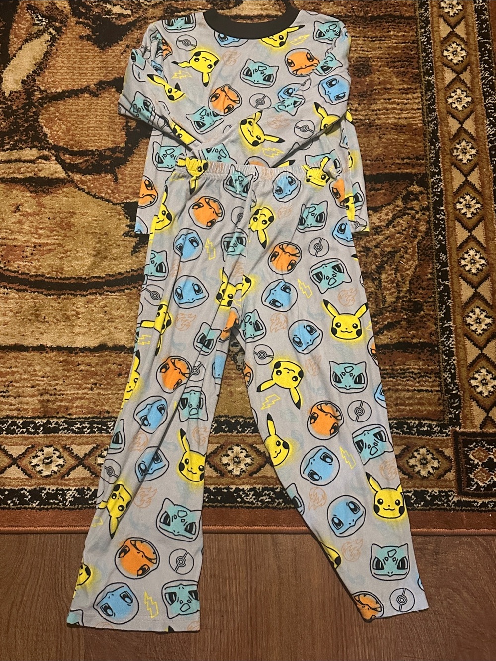 Kids Grey Pikachu & Pokémon Face Pajama Set